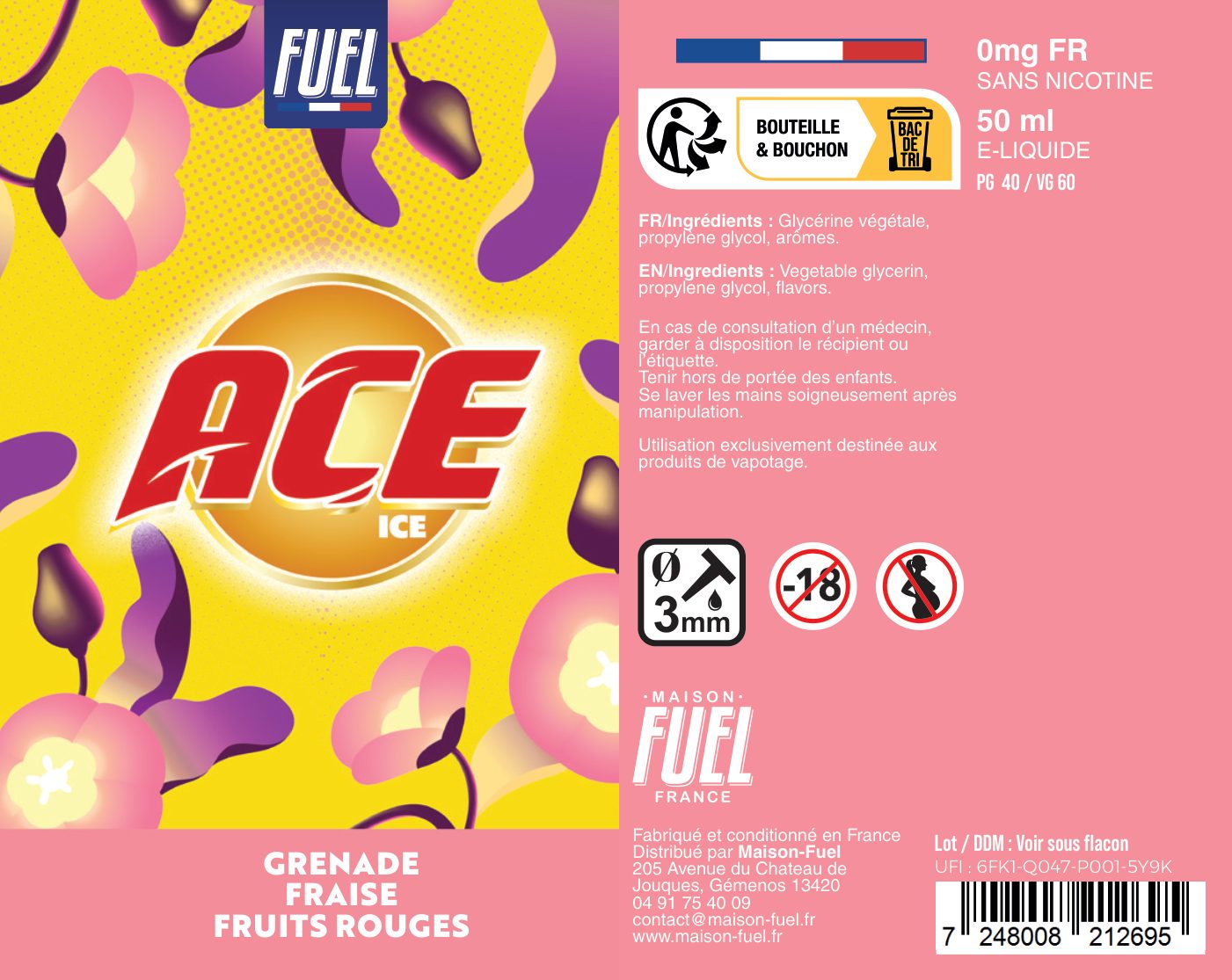Étiquette du produit 0 mg/mL - 50 mL
