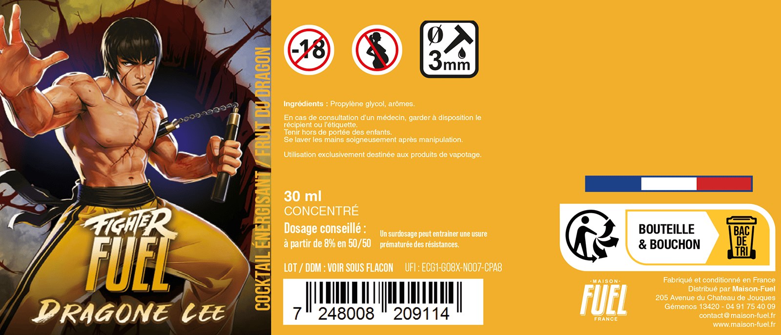 Étiquette du produit Concentré Dragone Lee 30 mL Fighter FUEL